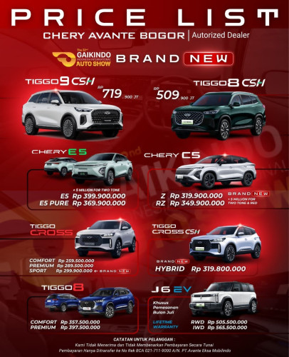 Pricelist Harga Chery puriindah 2025